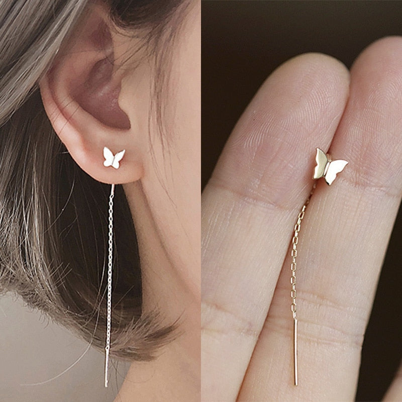 Long Tassel & Butterfly Drop Earrings