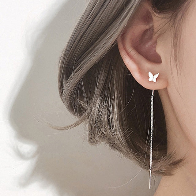 Long Tassel & Butterfly Drop Earrings