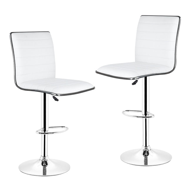 JEOBEST 2pcs/Set White/Black Leather Swivel Bar Chair