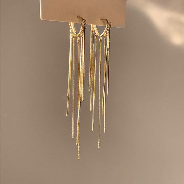 Long Thread Tassel Drop Earrings