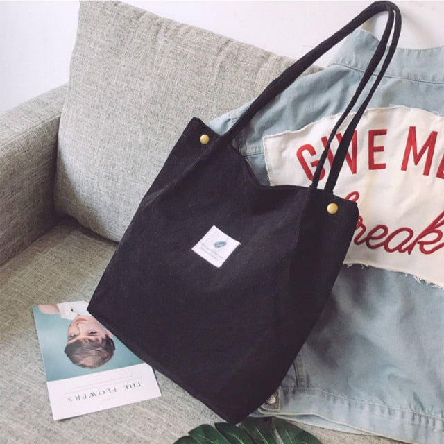 Corduroy Shoulder Tote Bag