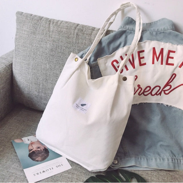 Corduroy Shoulder Tote Bag