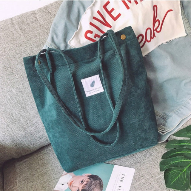 Corduroy Shoulder Tote Bag