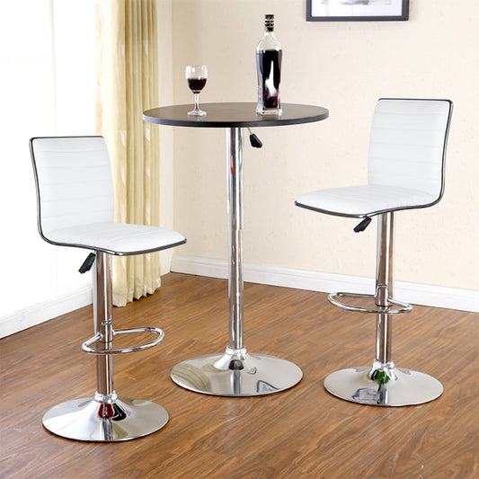 JEOBEST 2pcs/Set White/Black Leather Swivel Bar Chair
