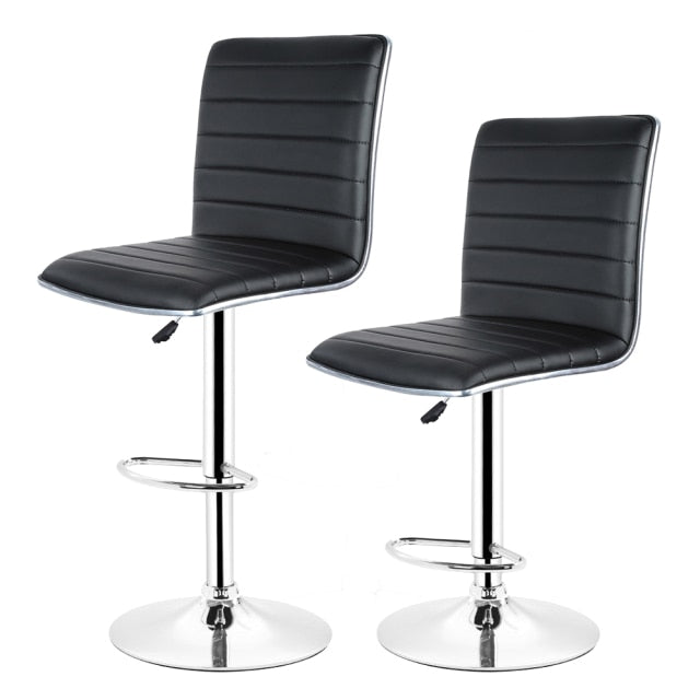 JEOBEST 2pcs/Set White/Black Leather Swivel Bar Chair