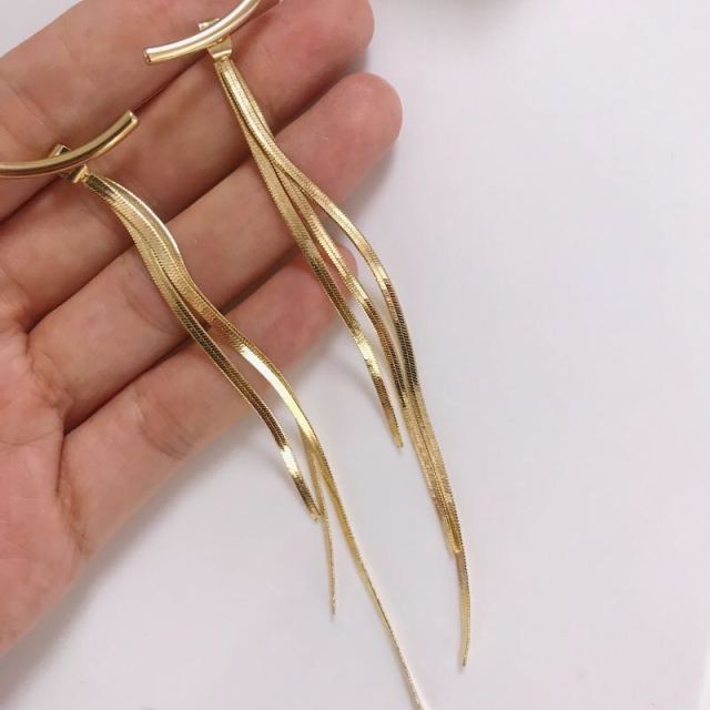 Long Thread Tassel Drop Earrings