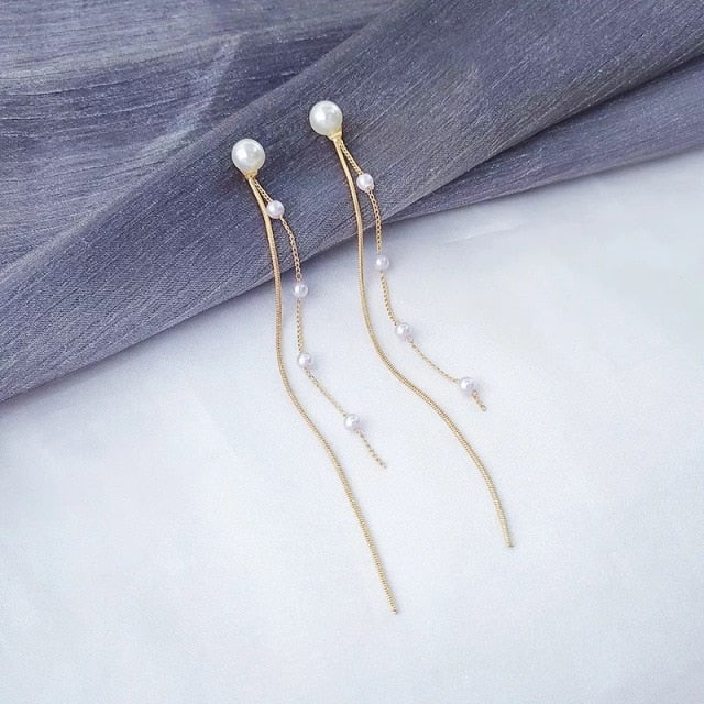Long Thread Tassel Drop Earrings