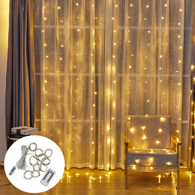 LED Garland Festoon Curtain Lamp with Remote Control
