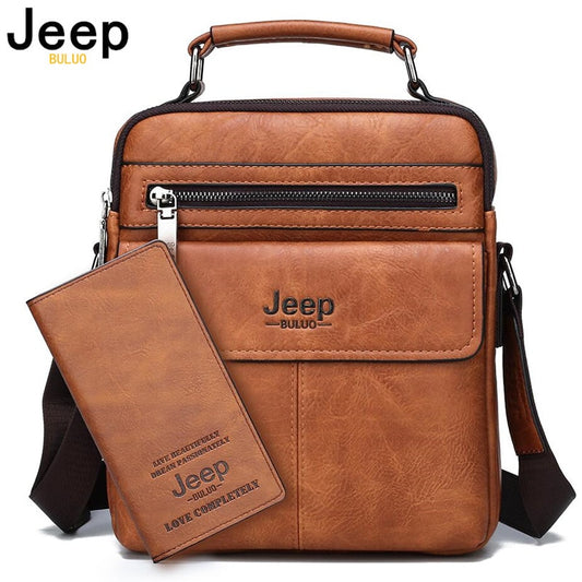 Jeep Buluo Split Leather Messenger Bag